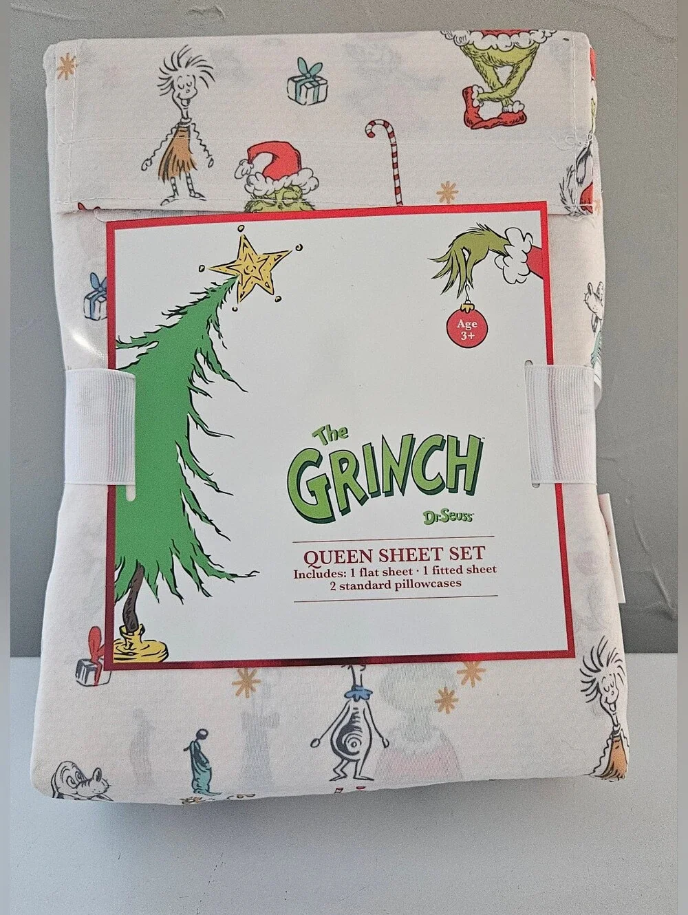 Dr. Seuss The Grinch Holiday Sheet Set - White, Green & Red